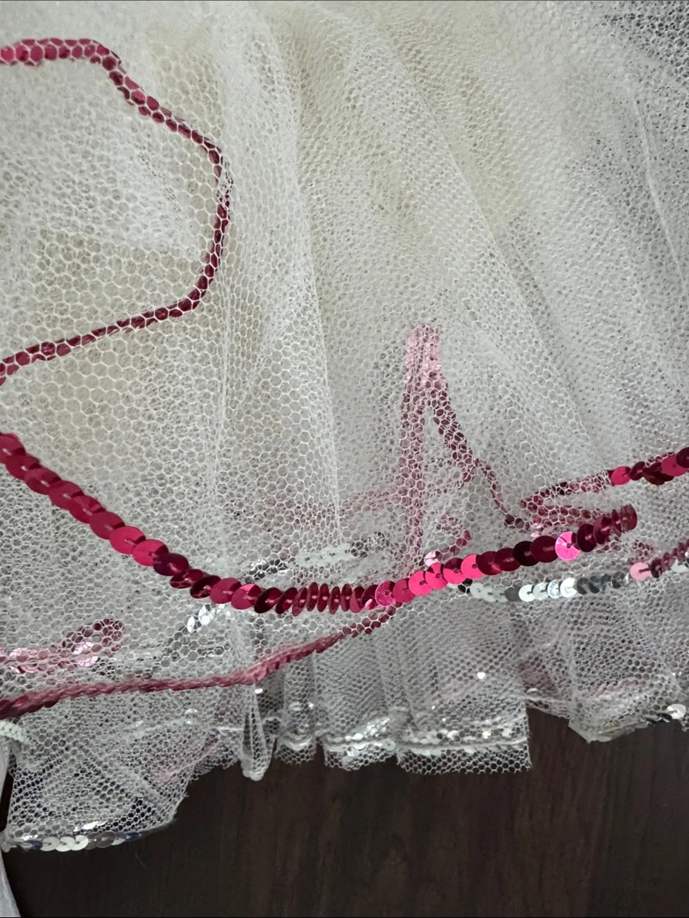 Kids Ballet Tutu Costume Dress Satin Like Pink Silver Sequins Dressup Dance Jazz